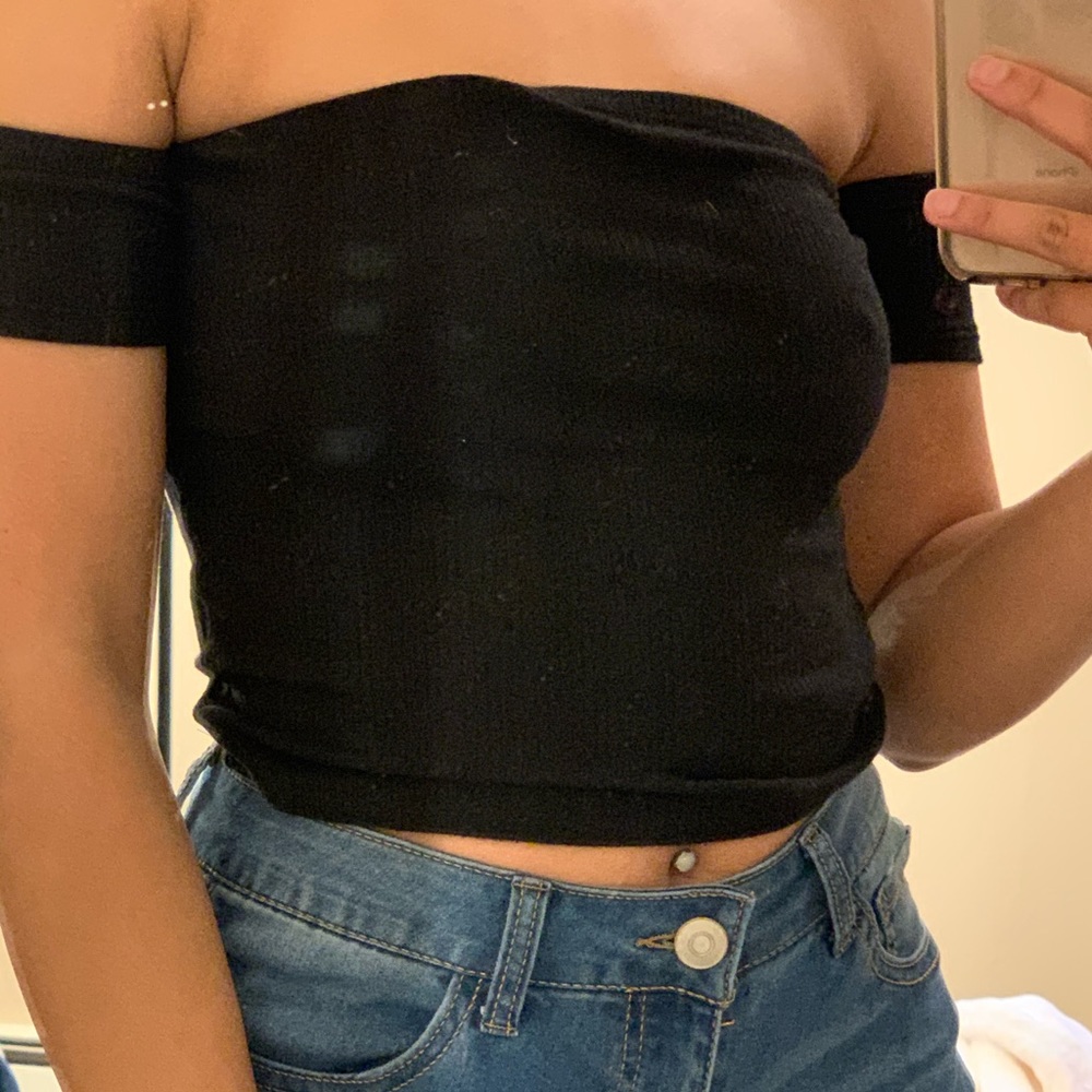Black Off-The-Shoulder Crop Top